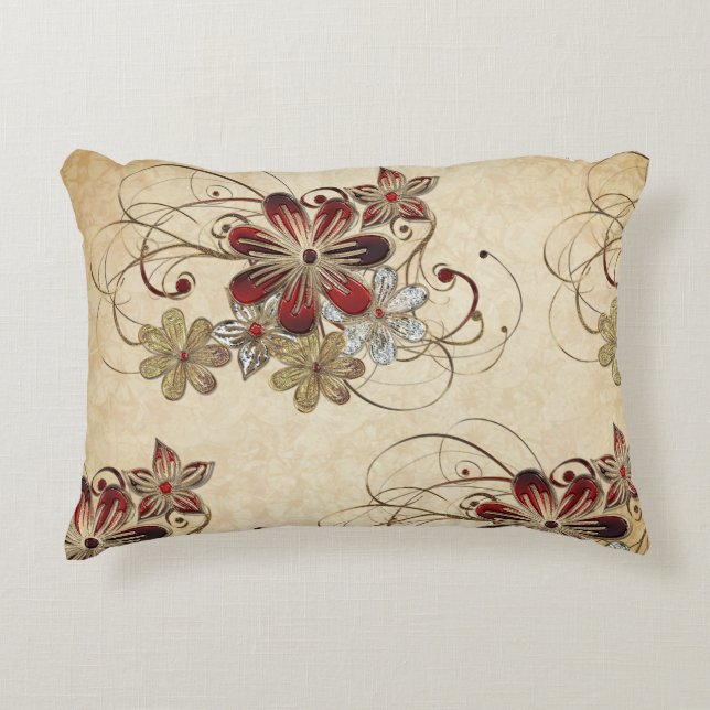 Poinsettia Gemstone Christmas Accent Pillow (Front)
