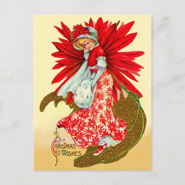 Poinsettia Girl Postcard (Front)