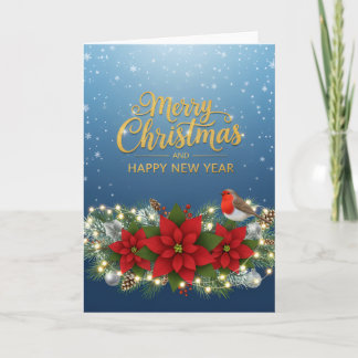 Poinsettia Glow Christmas & New Year Card