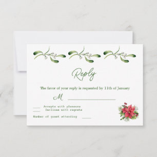 Poinsettia Greenery Foliage Wedding RSVP