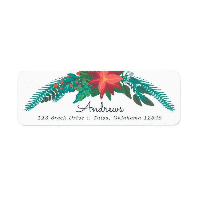 Poinsettia Greenery Return Address Label (Front)