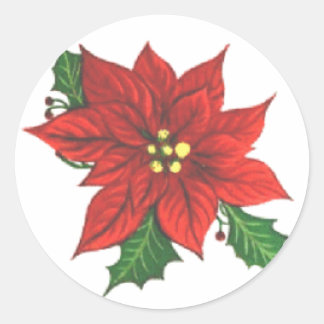 Poinsettia Greeting Card Sticker