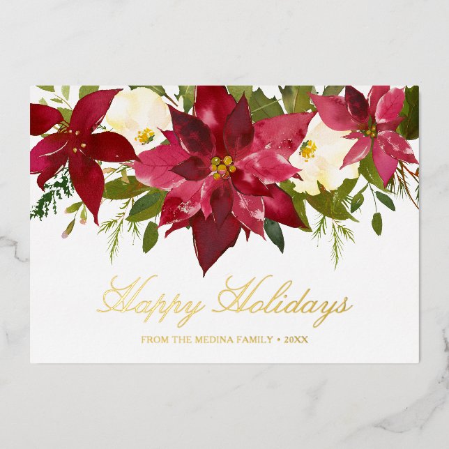 Poinsettia Happy Holidays Elegant Christmas (Front)