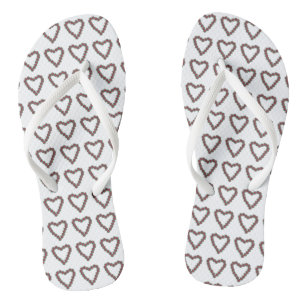 Poinsettia Hearts Flower Pattern Holiday Flipflops