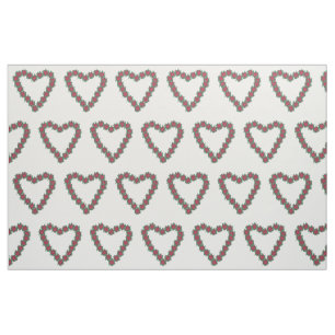 Poinsettia Hearts Red Green White Christmas Fabric