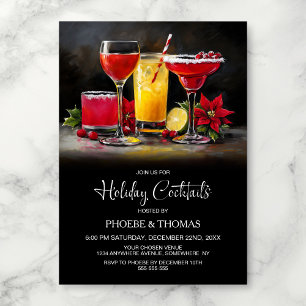 Poinsettia Holiday Cocktail Party Invitation
