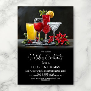 Poinsettia Holiday Cocktail Party Invitation