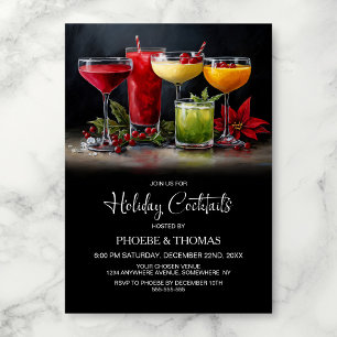 Poinsettia Holiday Cocktail Party Invitation