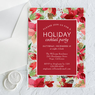 Poinsettia Holiday Floral Christmas Party Acrylic Invitations