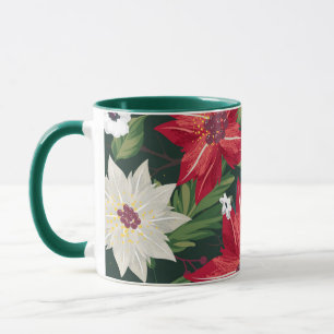 Poinsettia Holiday Watercolor Floral Christmas Mug