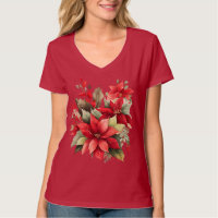 Poinsettia Holly Berry Red White Flower Christmas