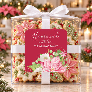 Poinsettia Homemade Food Treat Christmas Baking Square Sticker