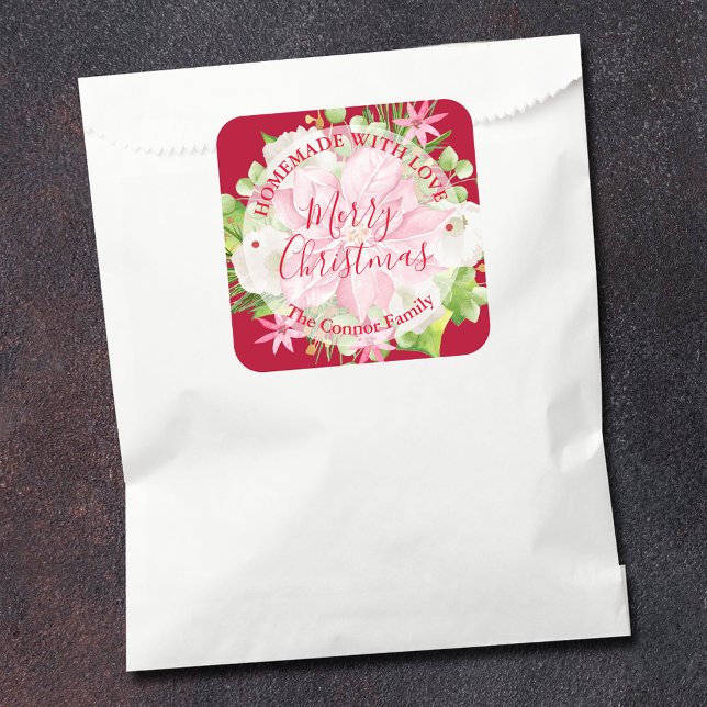 Poinsettia Homemade Food Treat Christmas Baking Square Sticker (Creator Uploaded)
