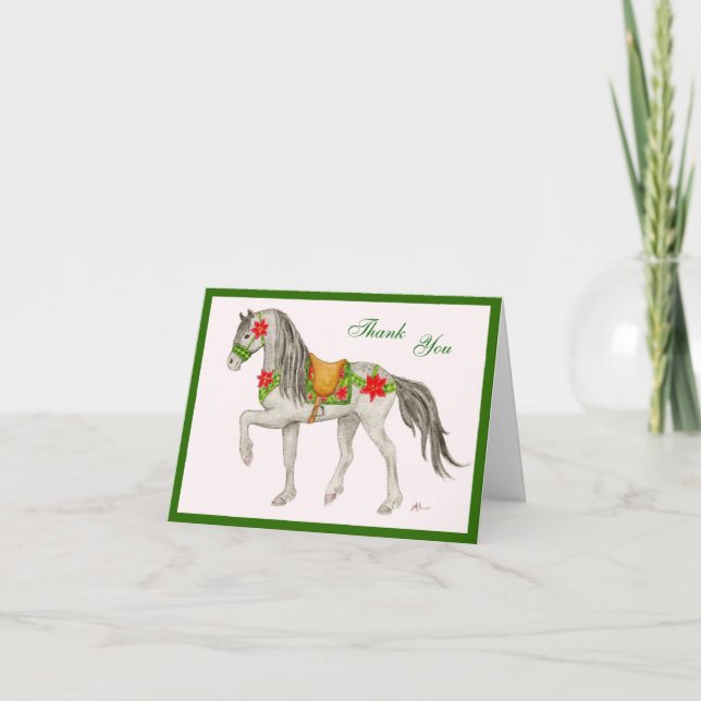 Poinsettia Horse thank you card (Front)