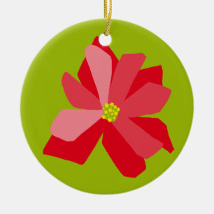 Poinsettia Illustration Ceramic Tree Decoration