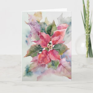 Poinsettia In Watercolors Card