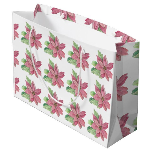 Poinsettia Large Gift Bag (Back Angled)