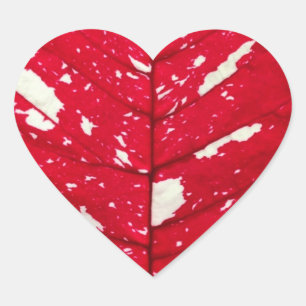 Poinsettia Leaf Texture Heart Stickers