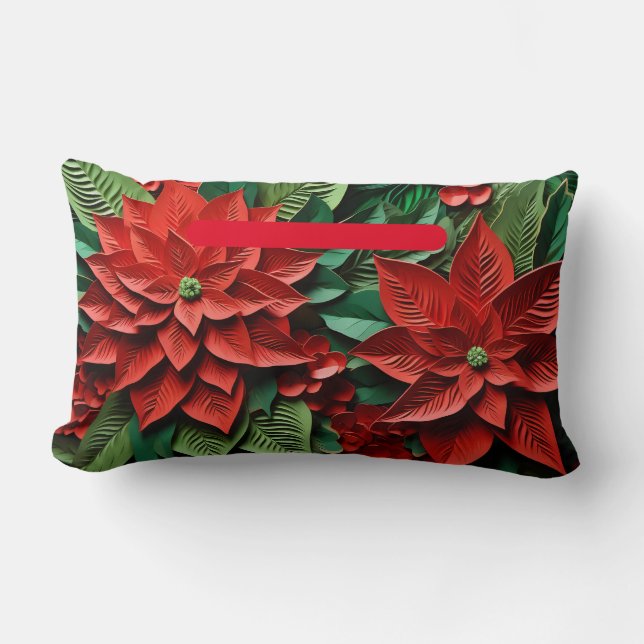 Poinsettia Lumbar Pillow (Front)
