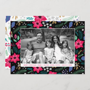 Poinsettia Magic Pink Christmas Holiday Photo Card