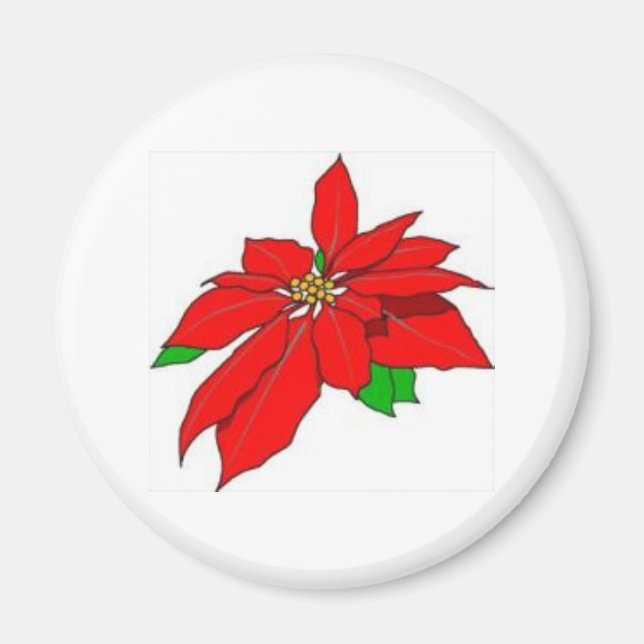 Poinsettia Magnet for Christmas (Front)