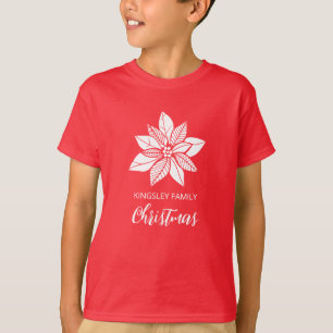 Poinsettia Matching Christmas Red T-Shirt