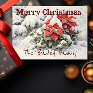 Poinsettia Merry Christmas Card