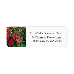Poinsettia Merry Christmas Card Mail Labels