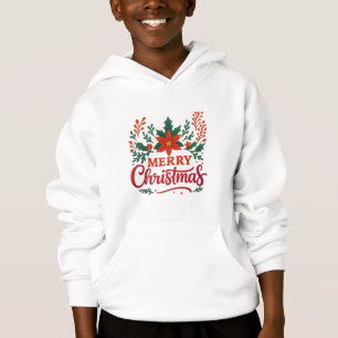 Poinsettia Merry Christmas Kids Hoodie