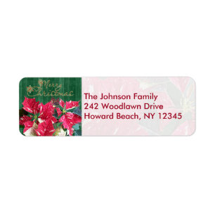 Poinsettia Merry Christmas Return Address Labels