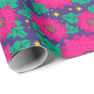Poinsettia Neon Wrapping Paper