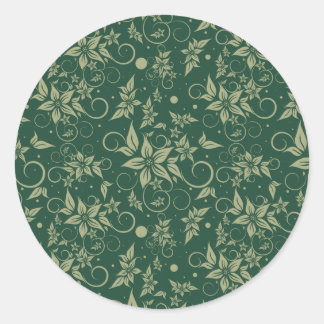 Poinsettia on Green Background Classic Round Sticker