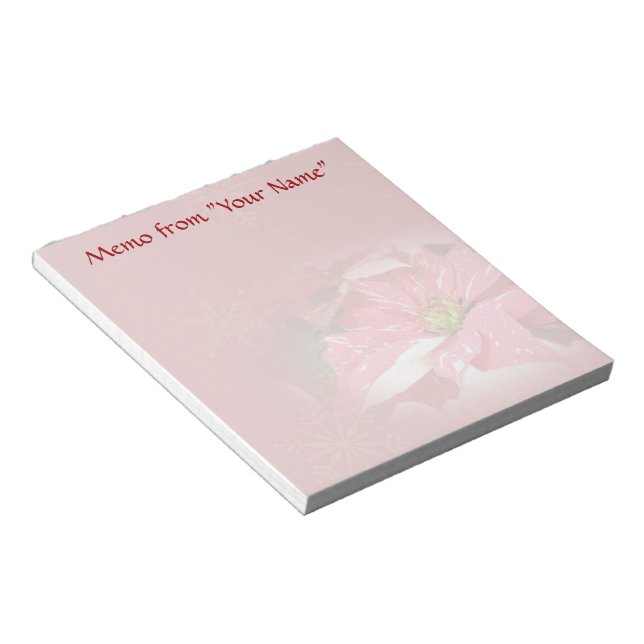 Poinsettia on Red Notepad (Angled)