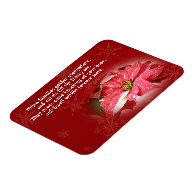 Poinsettia on Red With Poem Magnet (Left Side)