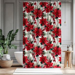 Poinsettia Pattern Curtain Classic Holiday Look