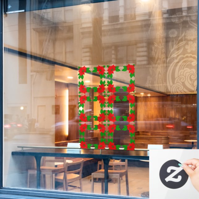 Poinsettia Pattern Window Cling (Cafe Window)