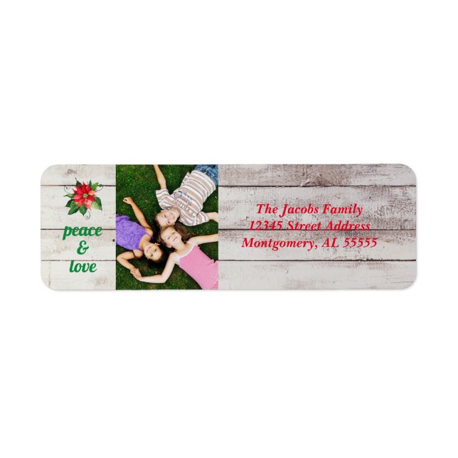 Poinsettia Peace & Love - Return Address Labels (Front)