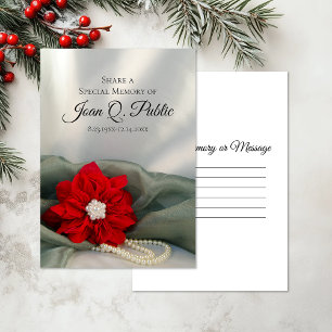 Poinsettia Pearls Winter Share a Memory Funeral  Card