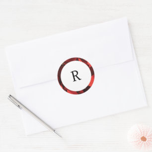 Poinsettia Petals Frame Monogram Envelope Seal