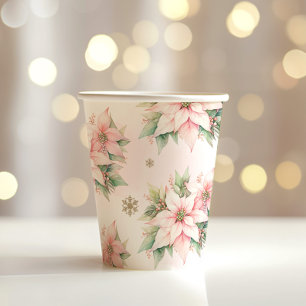 Poinsettia pink Winter Onederland birthday Paper Cups