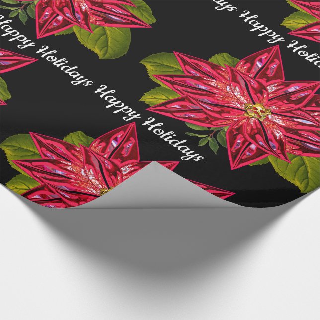 Poinsettia Pretty 30" x 6'  Victorian Christmas Wrapping Paper (Corner)