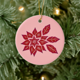 Poinsettia (red) ceramic tree decoration
