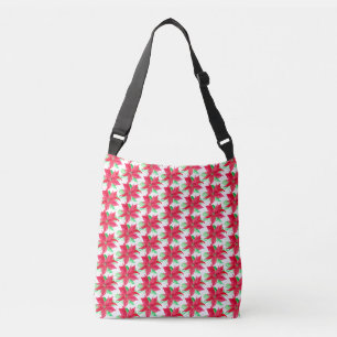 Poinsettia Red Floral Christmas Flower Crossbody Bag