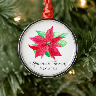 Poinsettia Red Floral Christmas Flower Wedding Metal Tree Decoration