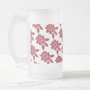 Poinsettia (red) frosted glass beer mug