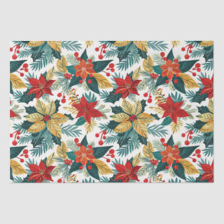 Poinsettia Retro Festive Christmas Tissue Paper 