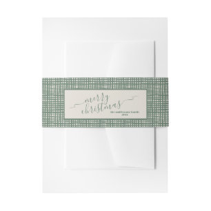 Poinsettia Sage Ivory Christmas Invitation Belly Band