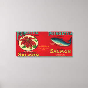 Poinsettia Salmon Can Label Canvas Print