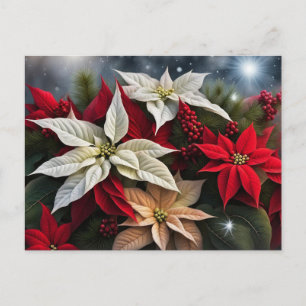 Poinsettia Season's Greetings Holiday Postcard