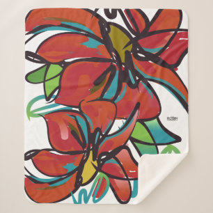 Poinsettia Sherpa Blanket Medium